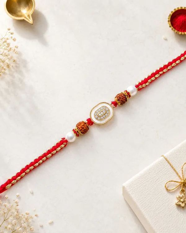 Golden_Rudraksha_Beaded_Rakhi_With_White_Pearl_Accent_(Pack_Of_5)