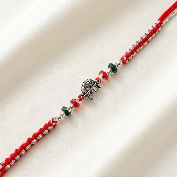 Red_Silver_Beaded_Rakhi_With_Hamsa_Charm_(Pack_Of_9)