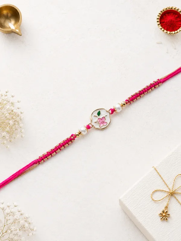 Pink_Thread_Floral_Charm_Rakhi_For_Brother_(Pack_Of_6)