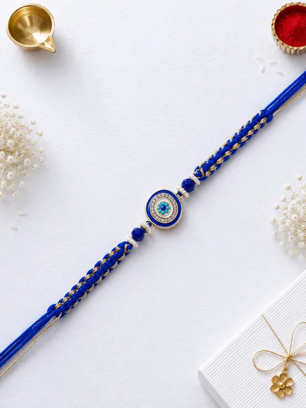 Blue_Evil_Eye_Rakhi_With_Golden_Beads_For_Raksha_Bandhan_(Pack_Of_4)