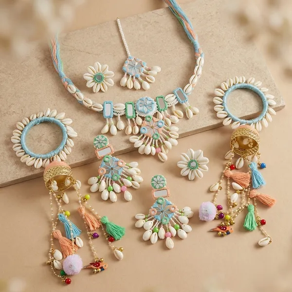 Blue_Thread_Shell_Beaded_Handcrafted_Necklace_Set_For_Women