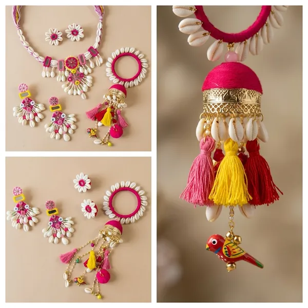 Pink_Thread_Shell_Beaded_Handcrafted_Necklace_Set_For_Women