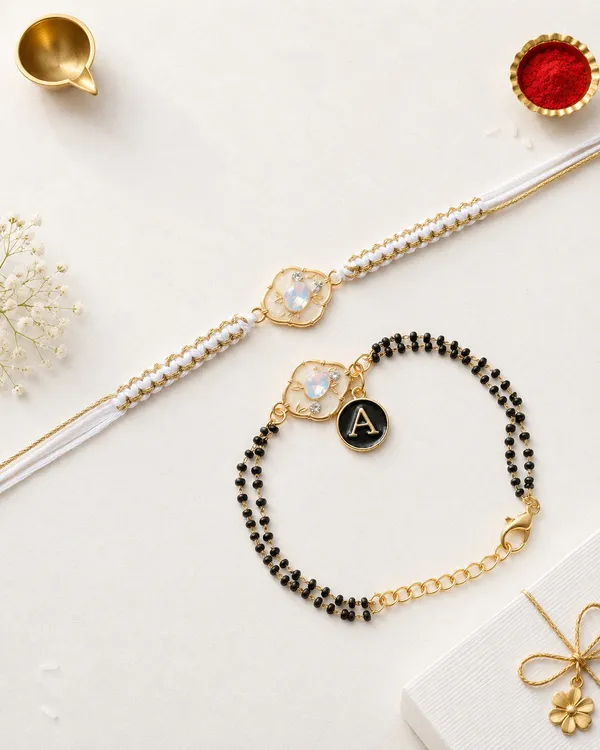 Kundan_Pearl_Beaded_Rakhi_Set_With_Letter_Charm_(Pack_Of_2)