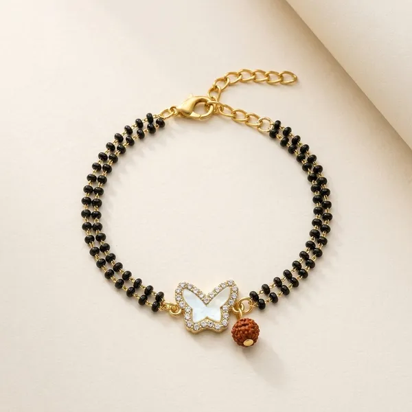 Gold_Toned_Black_Beaded_Butterfly_Charm_Mangalsutra_Bracelet_(Pack_Of_4)