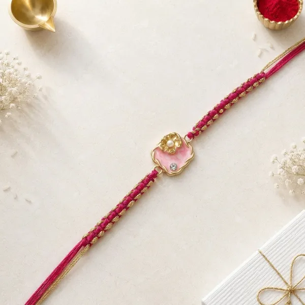 Pink_Kundan_Stone_Rakhi_With_Golden_Bead_Detailing_(Pack_Of_5)