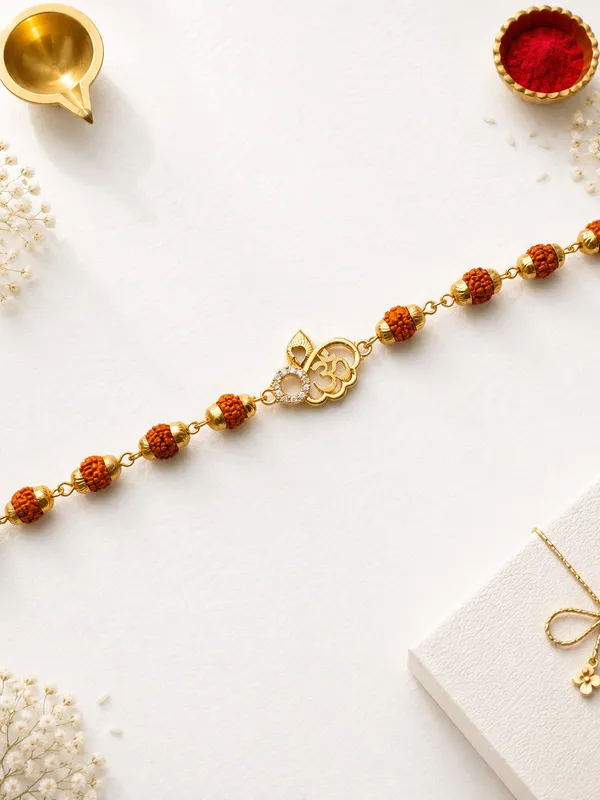 Gold_Plated_Rudraksha_Beaded_Bracelet_With_Om_Charm_(Pack_Of_3)