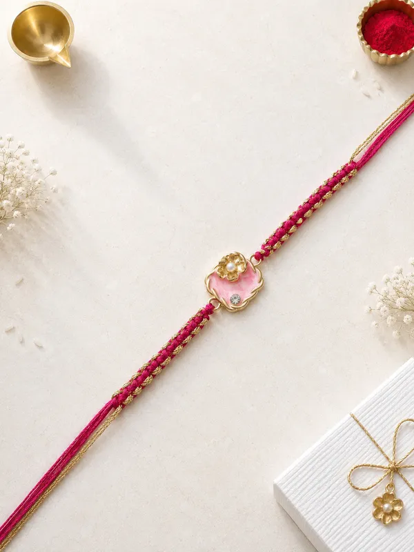 Pink_Kundan_Stone_Rakhi_With_Golden_Bead_Detailing_(Pack_Of_5)