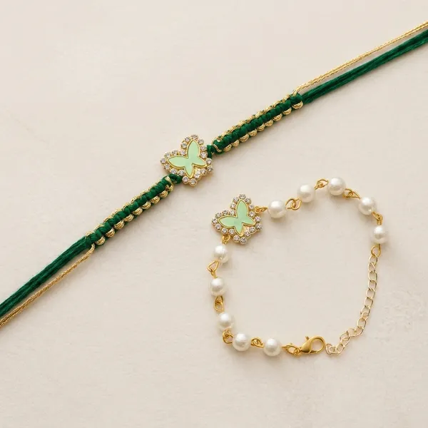 Green_Velvet_Clover_Charm_Bracelet_Set_With_Pearl_Accent_(Pack_Of_2)