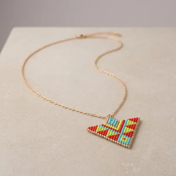 Multicolor_Beaded_Geometric_Triangle_Necklace_Earrings_Bracelet_Set_For_Women