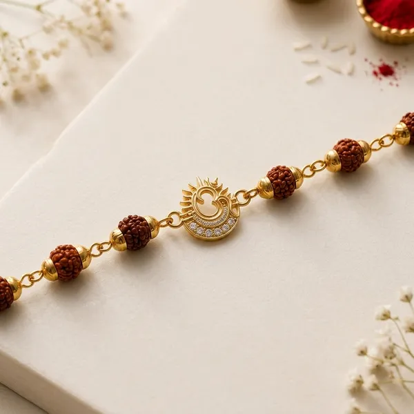 Gold_Rudraksha_Beaded_Bracelet_With_Crescent_Moon_Charm_(Pack_Of_3)
