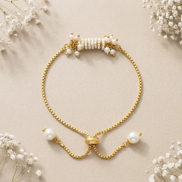 Gold_Plated_White_Bead_Adjustable_Bracelet_For_Women_(Pack_Of_4)