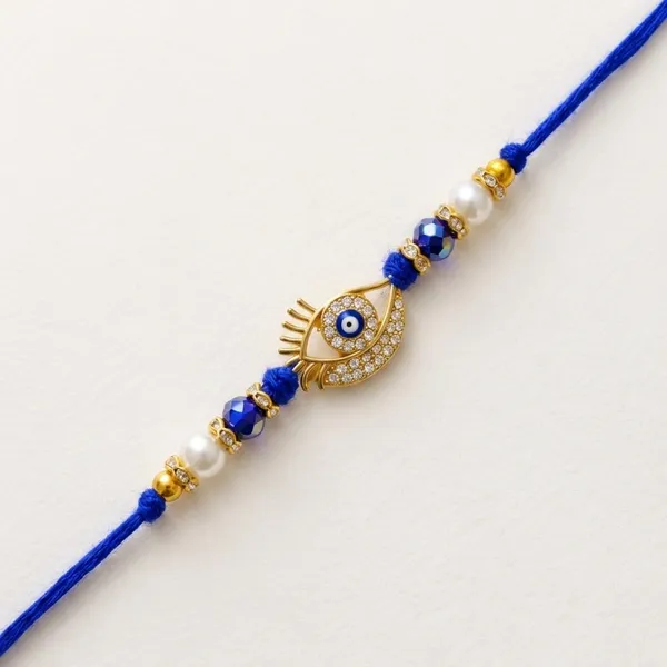 Golden_Evil_Eye_Rakhi_With_Blue_Thread_And_Beads_(Pack_Of_5)