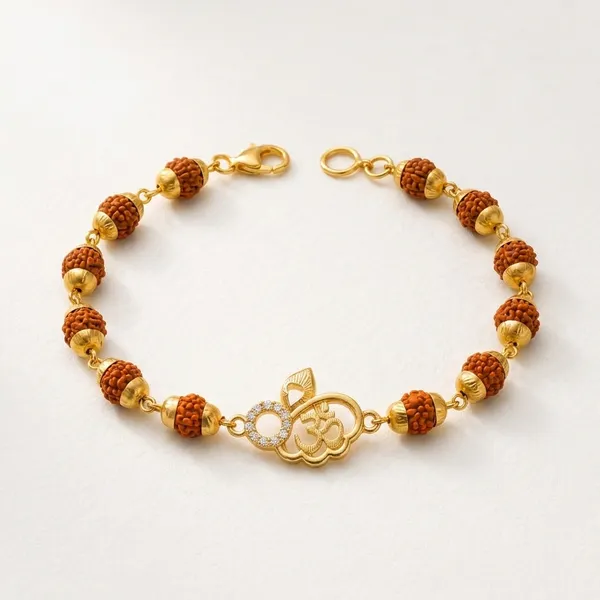 Gold_Plated_Rudraksha_Beaded_Bracelet_With_Om_Charm_(Pack_Of_3)