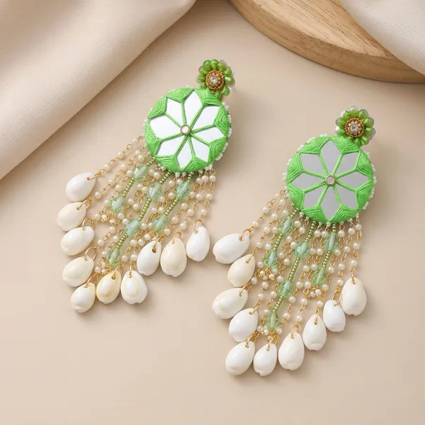 Green_Enamel_Floral_Beaded_Chandelier_Earrings_For_Women