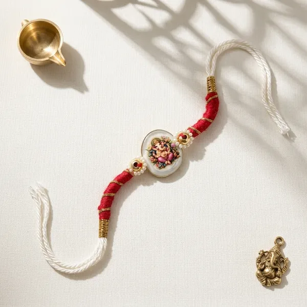 Handcrafted_Rakhi_With_Decorative_Thread_And_Beaded_Center_(Pack_Of_5)