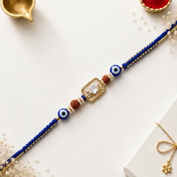Ganesha_Design_Pearl_Beads_Kundan_Rakhi_With_Evil_Eye_Charm_(Pack_Of_4)