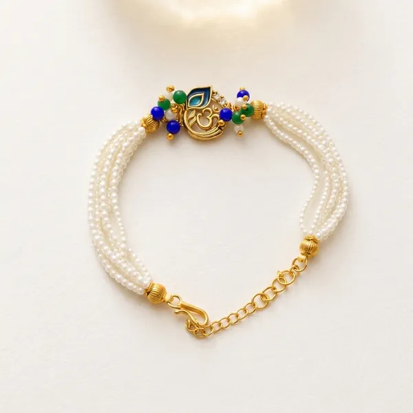 Elegant_Pearl_Peacock_Motif_Bracelet_With_Gold_Accents_(Pack_Of_4)