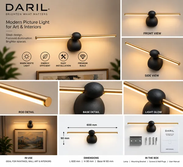Daril_18W_1203_600Mm_Gold_Decorative_Led_Picture_Light