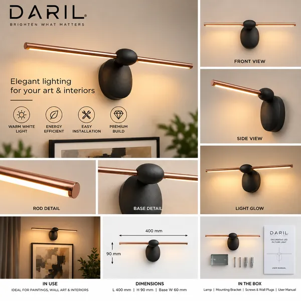 Daril_12W_1203_400Mm_Rose_Gold_Decorative_Led_Picture_Light