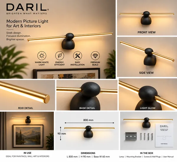 Daril_24W_1203_800Mm_Gold_Decorative_Led_Picture_Light