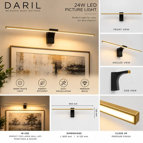 Daril_24W_1201_800Mm_Gold_Decorative_Led_Picture_Light