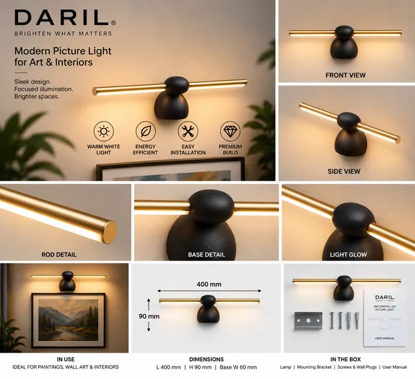 Daril_12W_1203_400Mm_Gold_Decorative_Led_Picture_Light