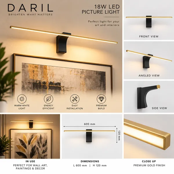 Daril_18W_1201_600Mm_Gold_Decorative_Led_Picture_Light