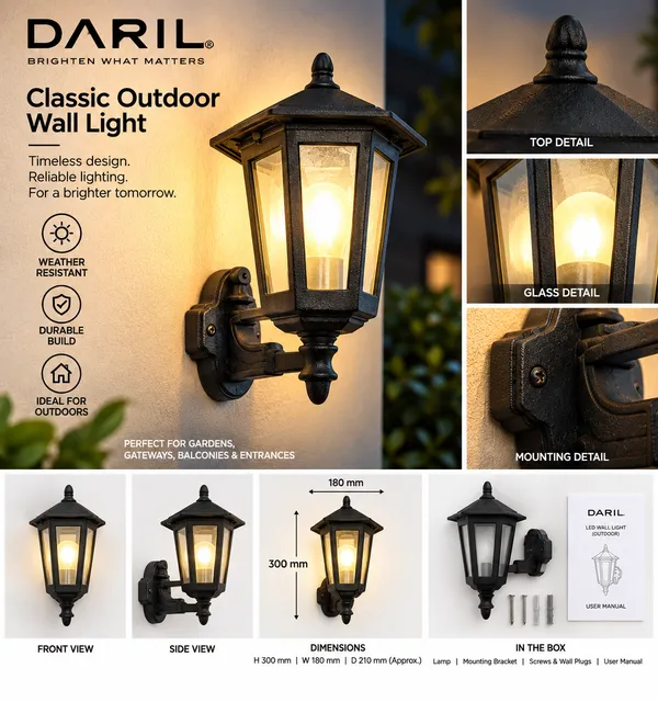 Daril_Led_Bulb_B22_Holder_1418_Wall_Light_Decorate_Outdoor_Wall_Light