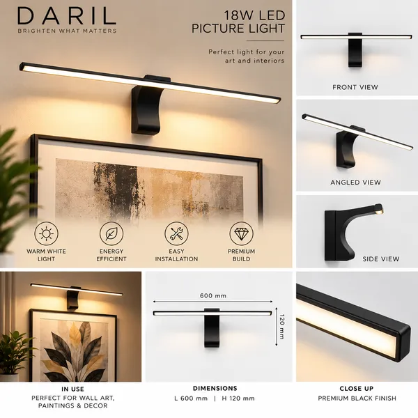 Daril_18W_1201_600Mm_Black_Decorative_Led_Picture_Light