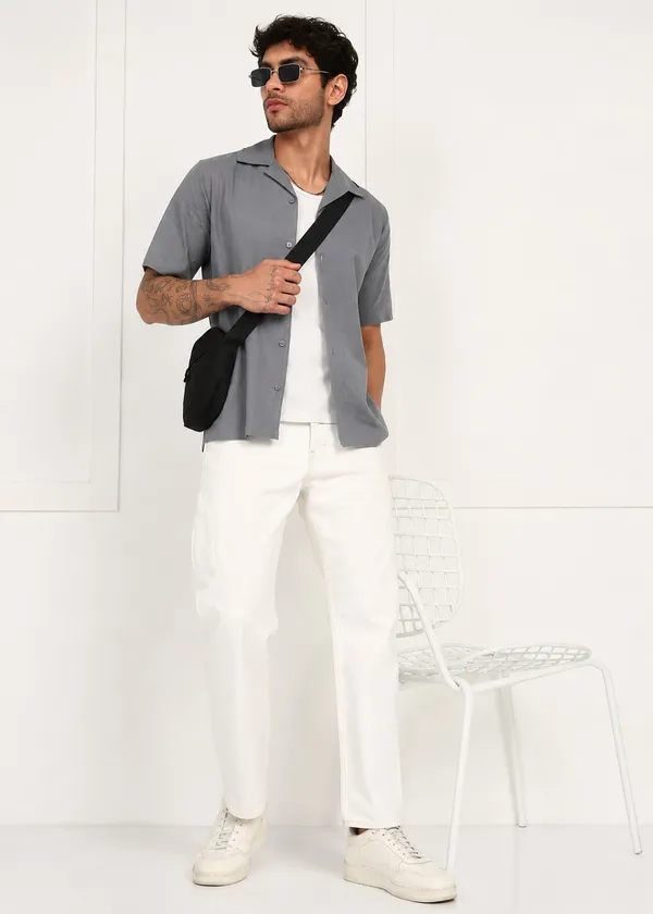 Grey_Short_Sleeve_Camp_Collar_Shirt_for_Men