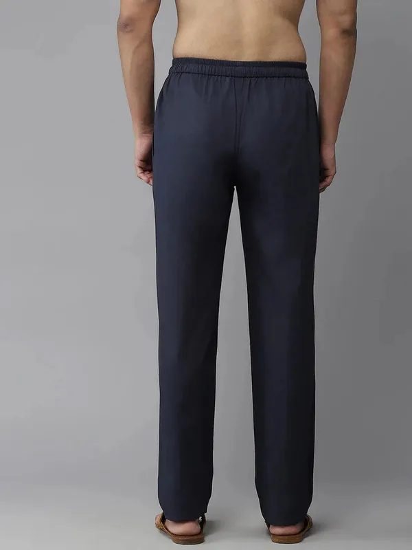 Navy_Blue_Elastic_Waist_Drawstring_Pyjama_Bottoms_for_Men