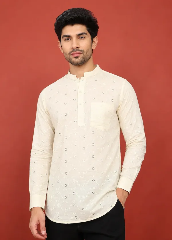 Cream_printed___Short_Kurta_for_Men