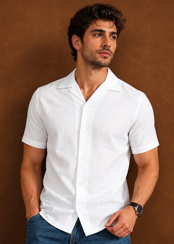 White___Short_Sleeve_Collar_Shirt_for_Men