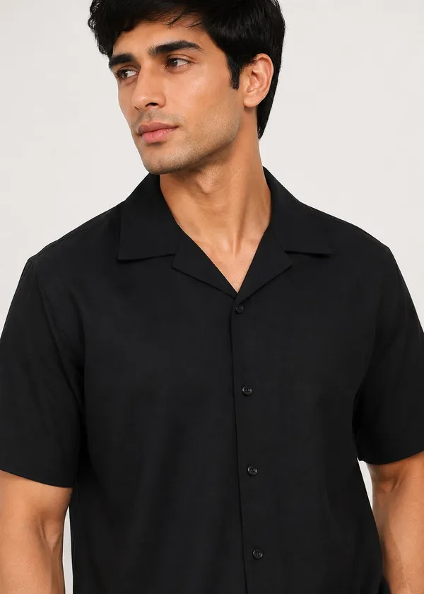Black___Short_Sleeve_Shirt_And_Shorts_Co-Ord_Set_For_Men