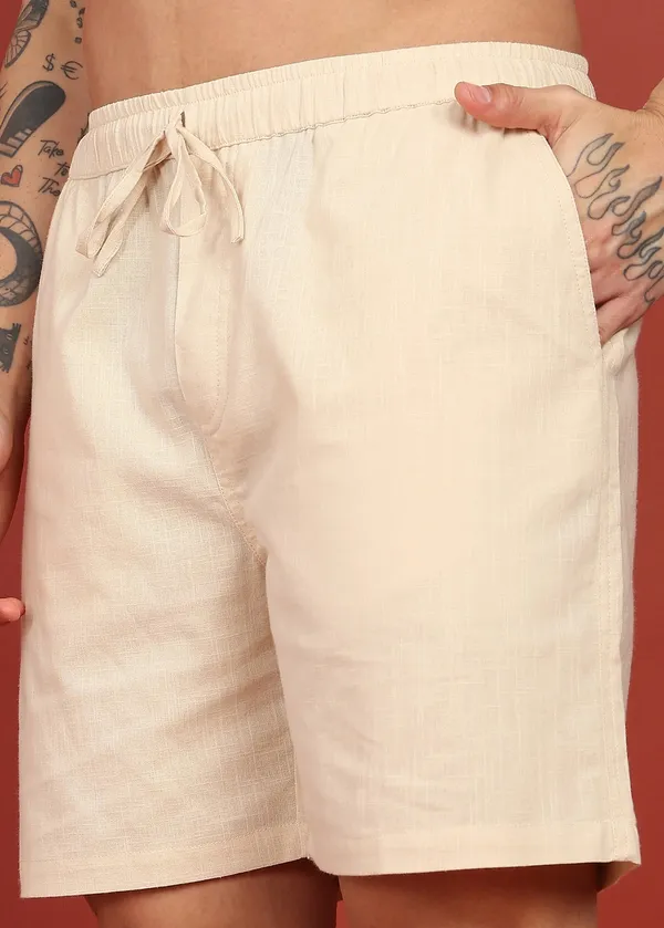 Cream_Casual_Drawstring_Shorts_for_Men