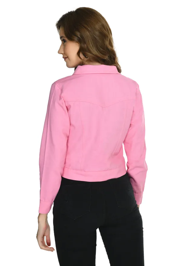 Pink___Button_Front_Cropped_Jacket_for_Women