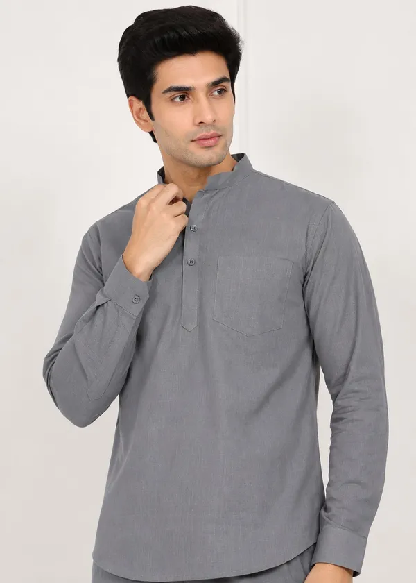 Grey___Mandarin_Collar_Kurta_Pyjama_Set_for_Men