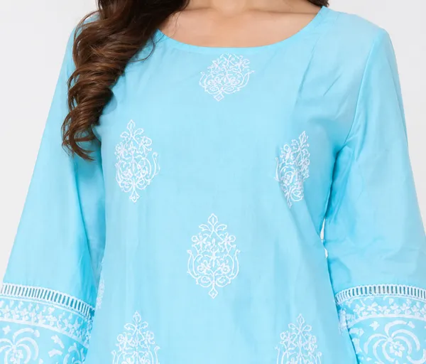 Sky_Blue_Printed__Short_Kurti_for_Women