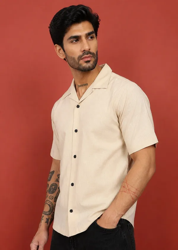 Beige_Short_Sleeve_Cuban_Collar_Shirt_for_Men