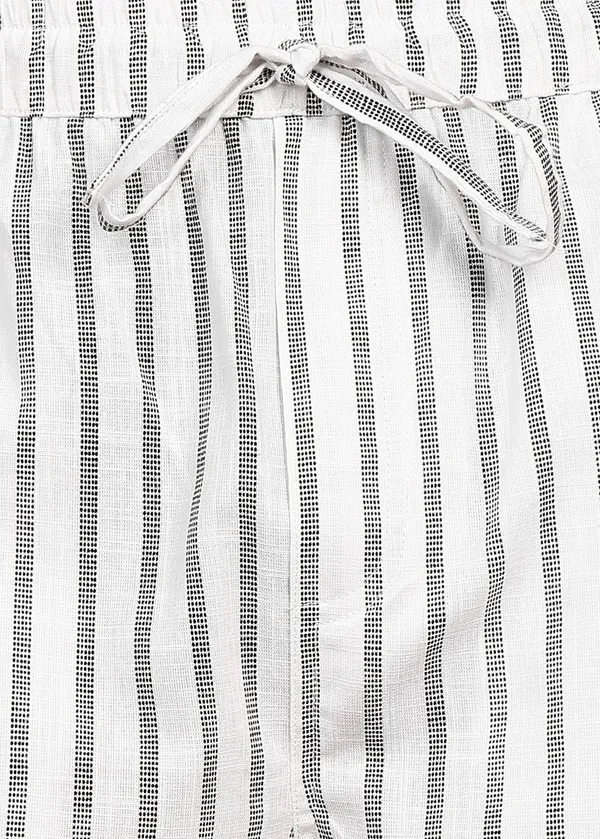 White_And_Grey_Striped_Drawstring_Shorts_For_Men