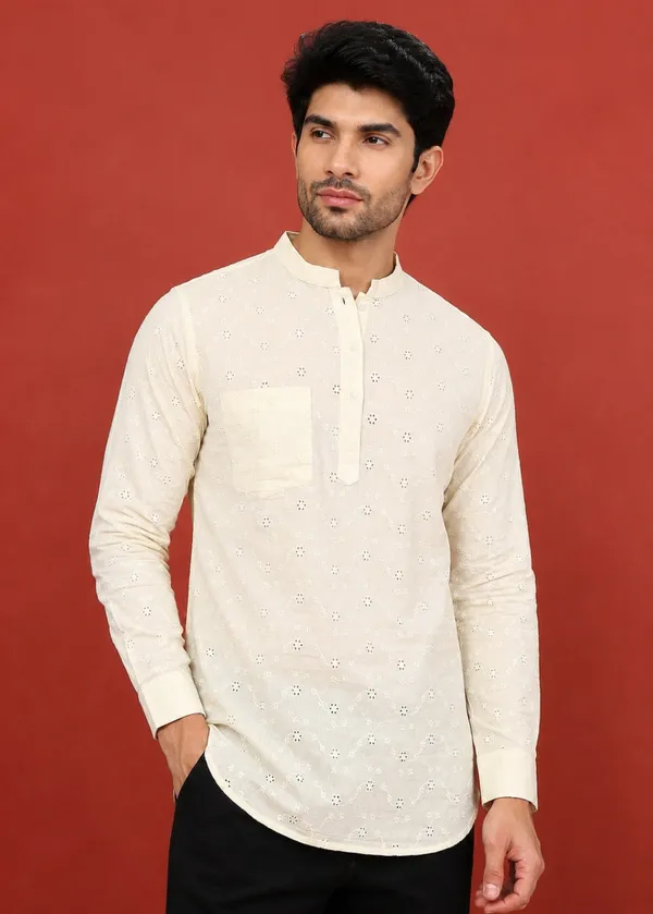 Cream_printed___Short_Kurta_for_Men