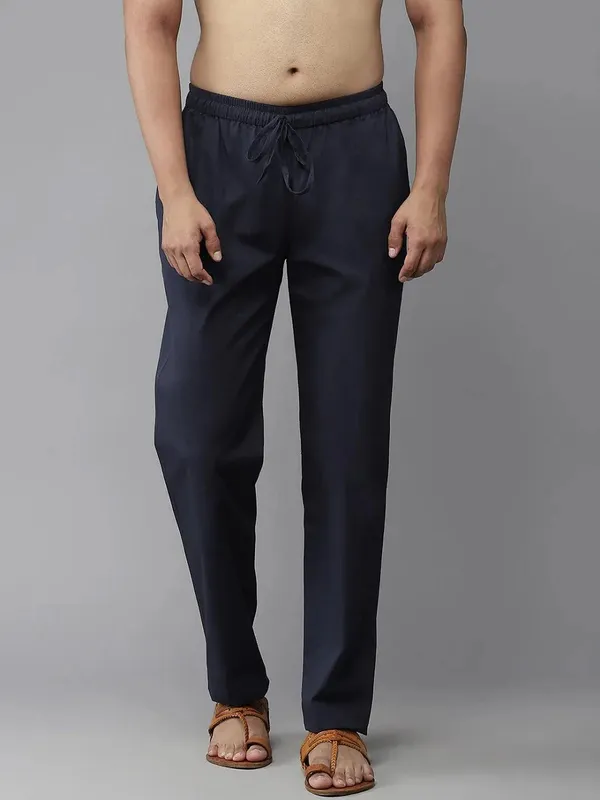 Navy_Blue_Elastic_Waist_Drawstring_Pyjama_Bottoms_for_Men