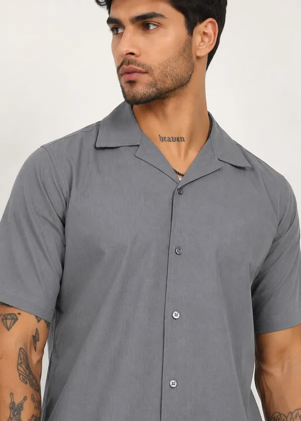 Grey_Short_Sleeve_Camp_Collar_Shirt_for_Men