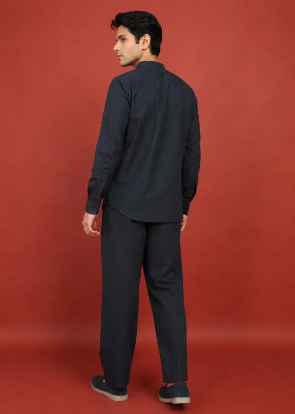 Black___Mandarin_Collar_Kurta_Pyjama_Set_for_Men