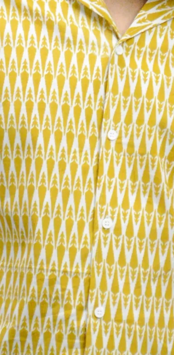 Yellow_Ikat_Printed_Short_Sleeve_Shirt_for_Men