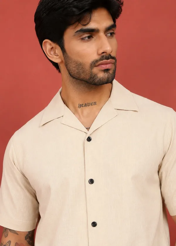 Beige_Short_Sleeve_Cuban_Collar_Shirt_for_Men