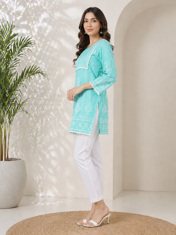 Sea_Green_Printed___Short_Kurti_for_Women