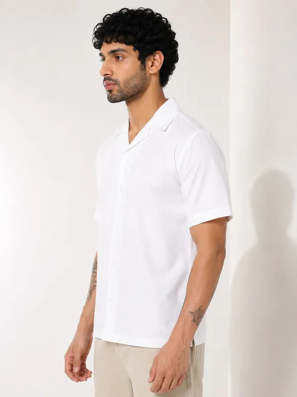 White___Polo_Collar_Half_Sleeve_Shirt_for_Men
