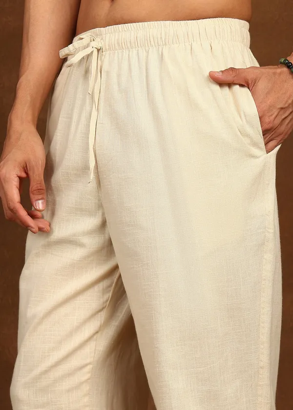 Cream___Relaxed_Fit_Drawstring_Pants_for_Men