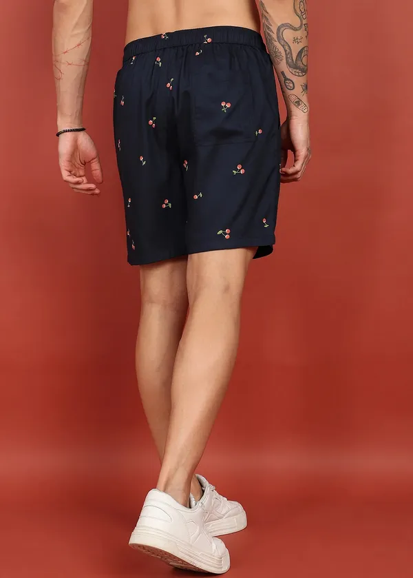 Navy_Blue_Cherry_Printed_Drawstring_Shorts_for_Men